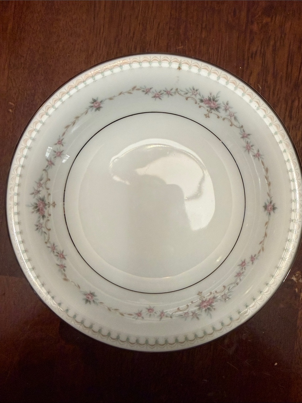 Northern Reflections White Bowl with Pink Floral and Gold Trim set of 4 plates